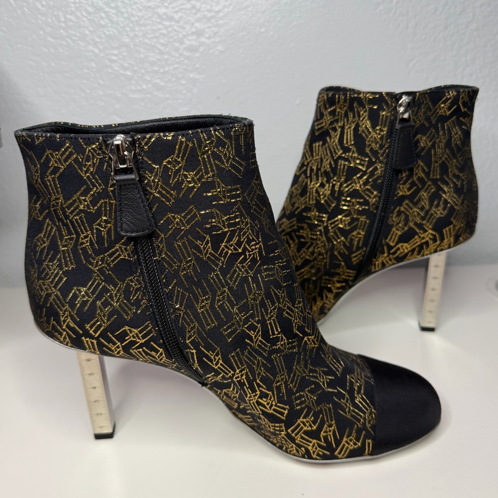 Chanel Black and Gold Ankle Boots